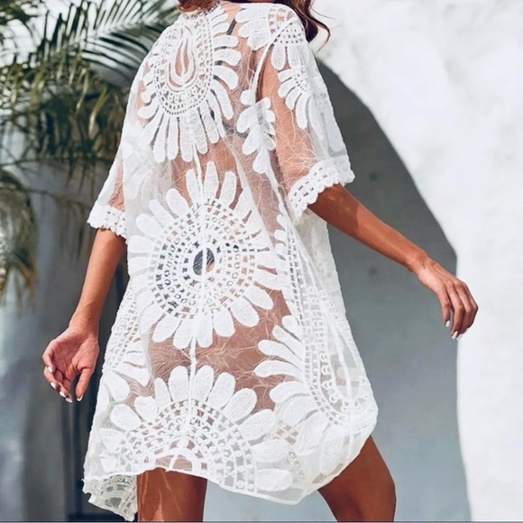 🏝️Gorgeous Lace Swimsuit Coverup-Kimono-Wrap-New - Picture 4 of 6